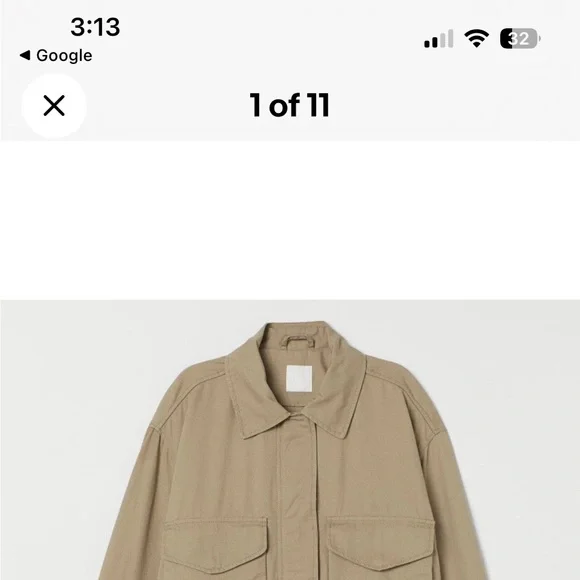 H&M box  Utility Jacket in Khaki 100% cotton size small - Picture 2 of 11